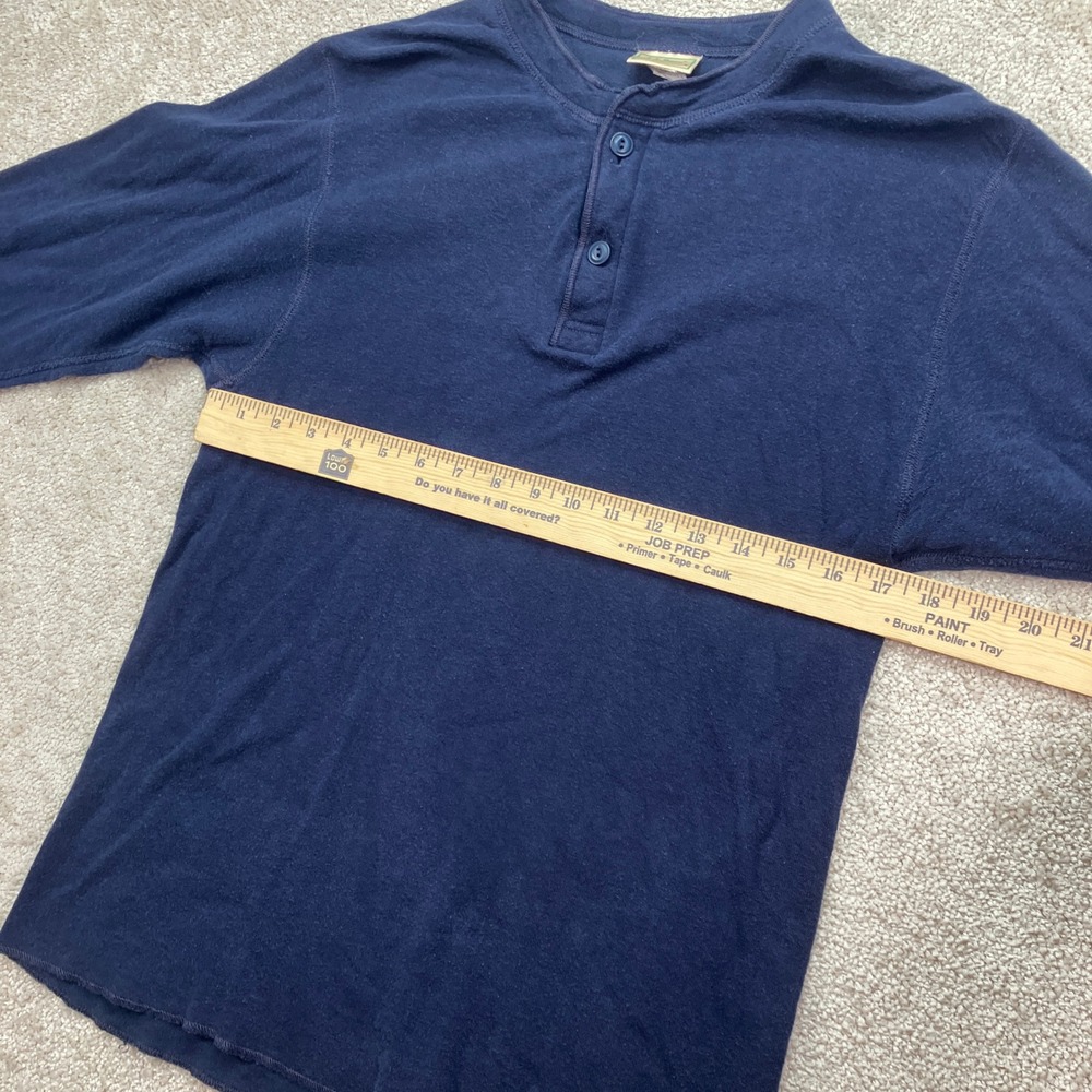 VTG LL Bean Mens Small River Driver Shirt Navy Blue Wool Blend Henley USA Made - Picture 7 of 7